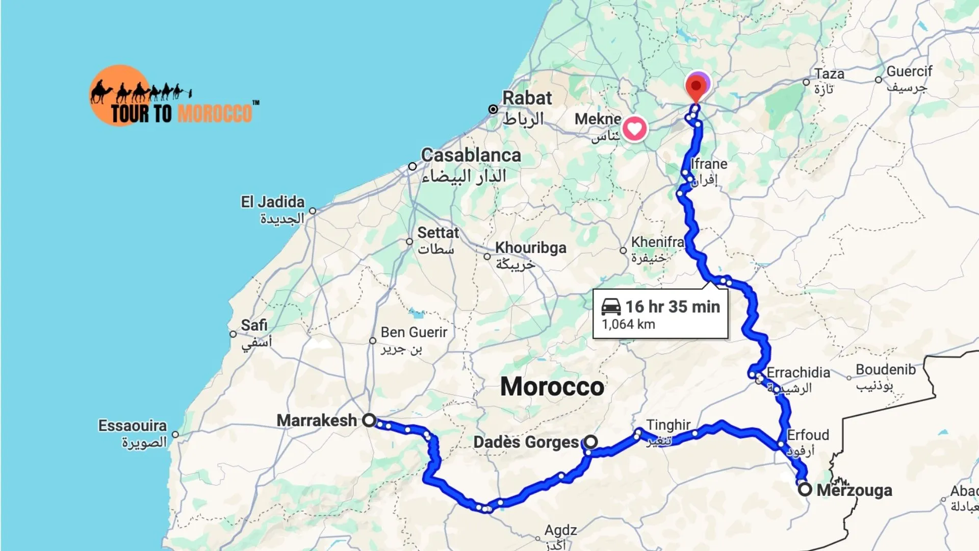 Marrakech to Fes 4 Days Desert Tour