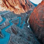 Dades Valley scenic landscape with mountains and traditional Berber villages in southern Morocco