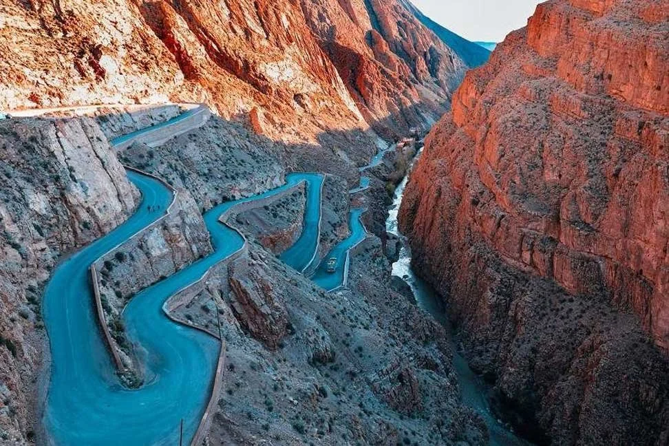 Dades Valley scenic landscape with mountains and traditional Berber villages in southern Morocco