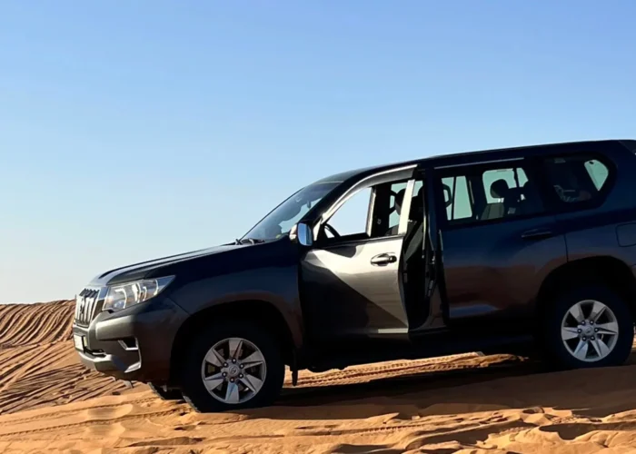 4WD vehicle exploring remote desert tracks near Merzouga
