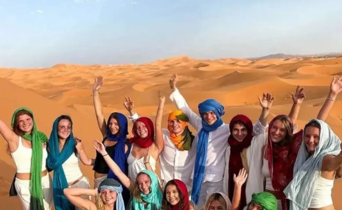Camel trekking in Merzouga Sahara Desert Morocco