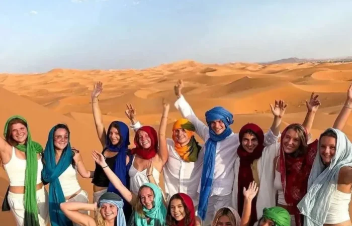 Camel trekking in Merzouga Sahara Desert Morocco